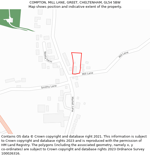 COMPTON, MILL LANE, GREET, CHELTENHAM, GL54 5BW: Location map and indicative extent of plot