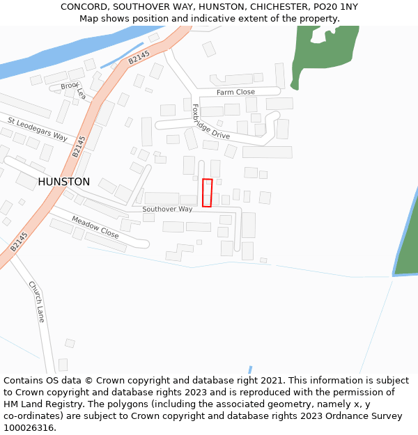 CONCORD, SOUTHOVER WAY, HUNSTON, CHICHESTER, PO20 1NY: Location map and indicative extent of plot