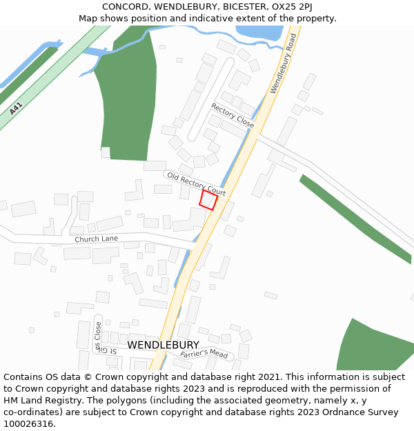 CONCORD, WENDLEBURY, BICESTER, OX25 2PJ: Location map and indicative extent of plot