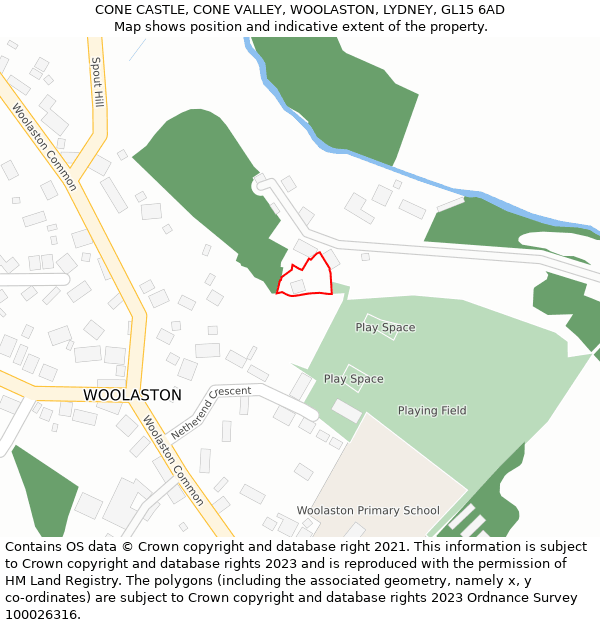 CONE CASTLE, CONE VALLEY, WOOLASTON, LYDNEY, GL15 6AD: Location map and indicative extent of plot