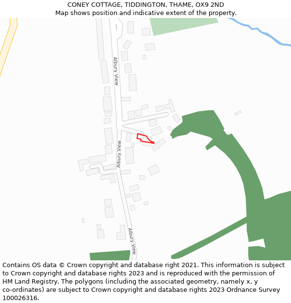 CONEY COTTAGE, TIDDINGTON, THAME, OX9 2ND: Location map and indicative extent of plot
