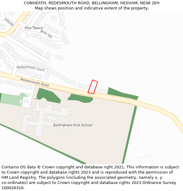 CONHEATH, REDESMOUTH ROAD, BELLINGHAM, HEXHAM, NE48 2EH: Location map and indicative extent of plot