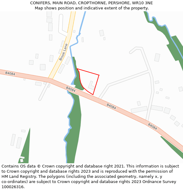 CONIFERS, MAIN ROAD, CROPTHORNE, PERSHORE, WR10 3NE: Location map and indicative extent of plot