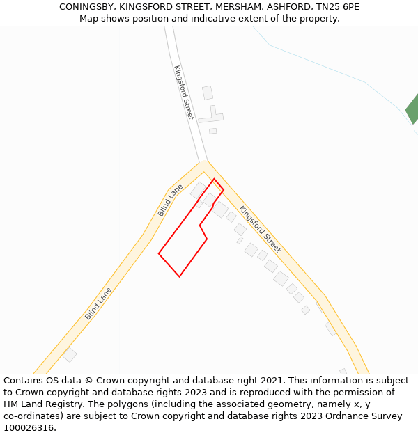 CONINGSBY, KINGSFORD STREET, MERSHAM, ASHFORD, TN25 6PE: Location map and indicative extent of plot