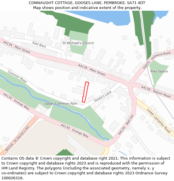 CONNAUGHT COTTAGE, GOOSES LANE, PEMBROKE, SA71 4DT: Location map and indicative extent of plot