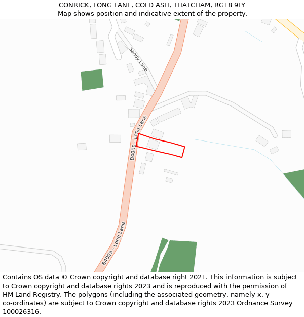 CONRICK, LONG LANE, COLD ASH, THATCHAM, RG18 9LY: Location map and indicative extent of plot