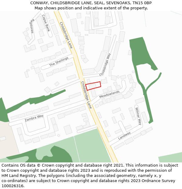 CONWAY, CHILDSBRIDGE LANE, SEAL, SEVENOAKS, TN15 0BP: Location map and indicative extent of plot