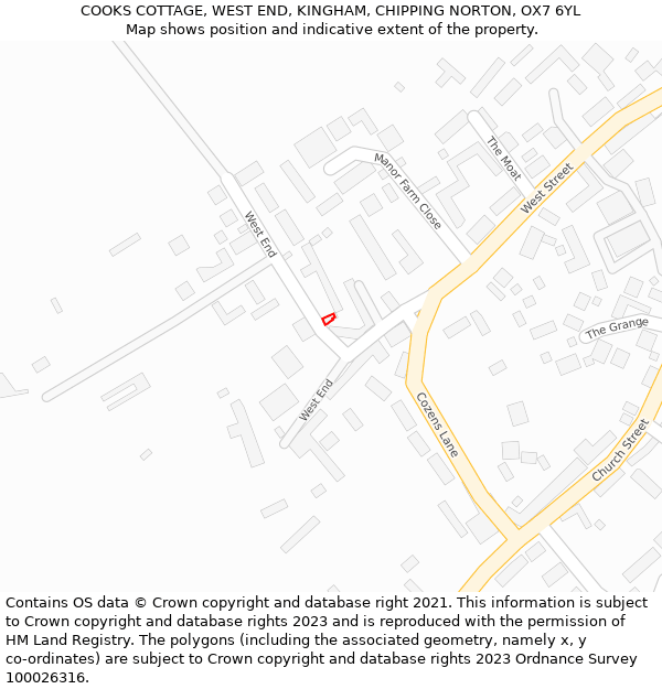 COOKS COTTAGE, WEST END, KINGHAM, CHIPPING NORTON, OX7 6YL: Location map and indicative extent of plot