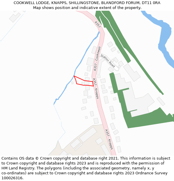 COOKWELL LODGE, KNAPPS, SHILLINGSTONE, BLANDFORD FORUM, DT11 0RA: Location map and indicative extent of plot