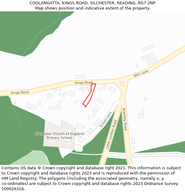 COOLANGATTA, KINGS ROAD, SILCHESTER, READING, RG7 2NP: Location map and indicative extent of plot