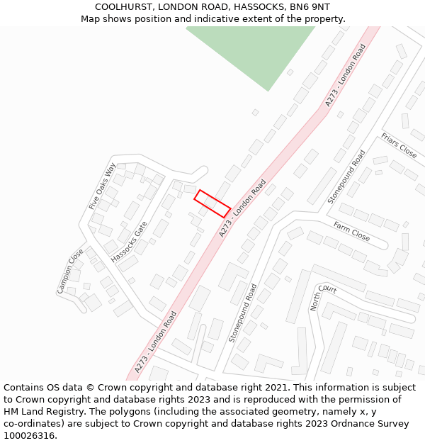 COOLHURST, LONDON ROAD, HASSOCKS, BN6 9NT: Location map and indicative extent of plot