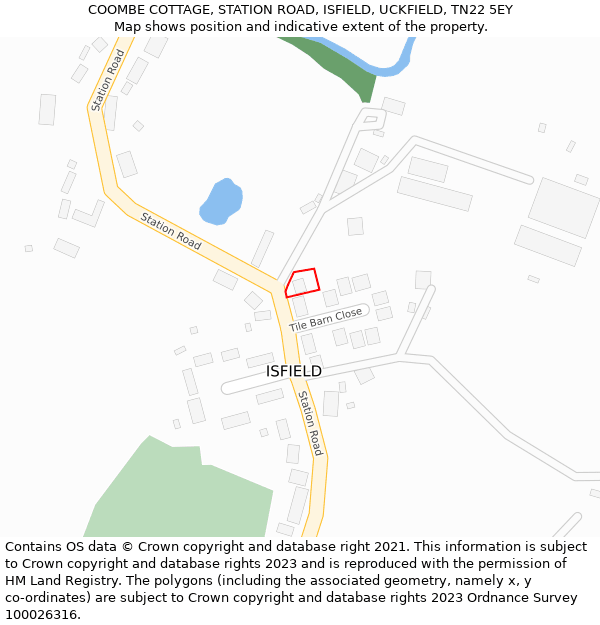 COOMBE COTTAGE, STATION ROAD, ISFIELD, UCKFIELD, TN22 5EY: Location map and indicative extent of plot