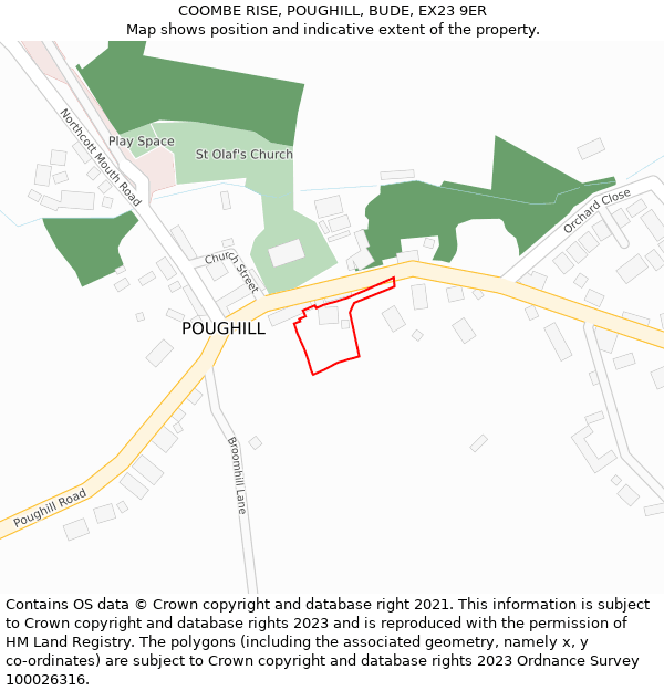 COOMBE RISE, POUGHILL, BUDE, EX23 9ER: Location map and indicative extent of plot