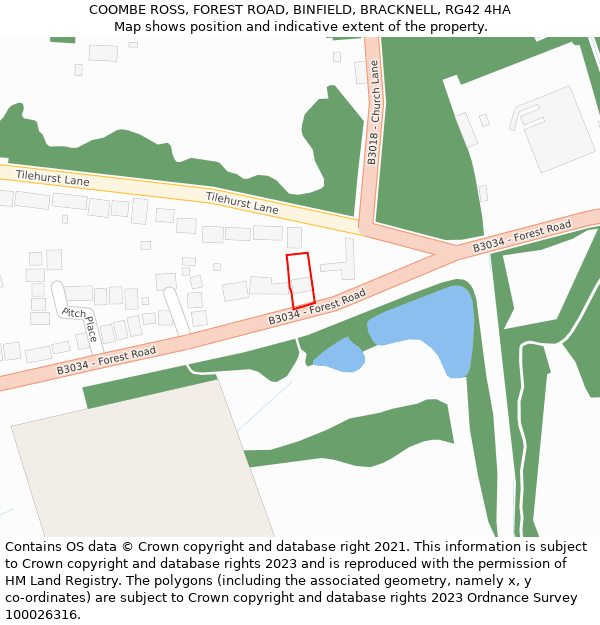 COOMBE ROSS, FOREST ROAD, BINFIELD, BRACKNELL, RG42 4HA: Location map and indicative extent of plot