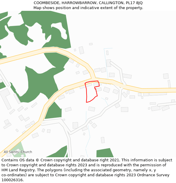 COOMBESIDE, HARROWBARROW, CALLINGTON, PL17 8JQ: Location map and indicative extent of plot