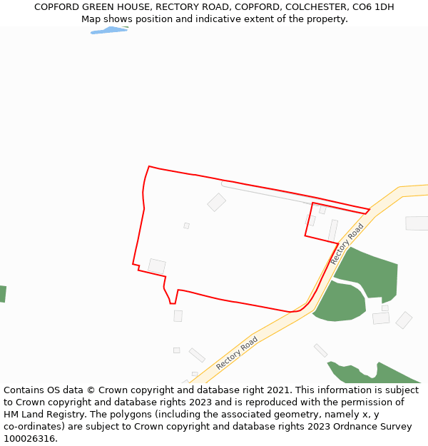 COPFORD GREEN HOUSE, RECTORY ROAD, COPFORD, COLCHESTER, CO6 1DH: Location map and indicative extent of plot