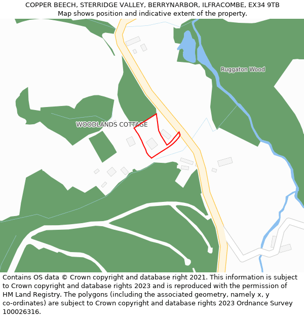 COPPER BEECH, STERRIDGE VALLEY, BERRYNARBOR, ILFRACOMBE, EX34 9TB: Location map and indicative extent of plot