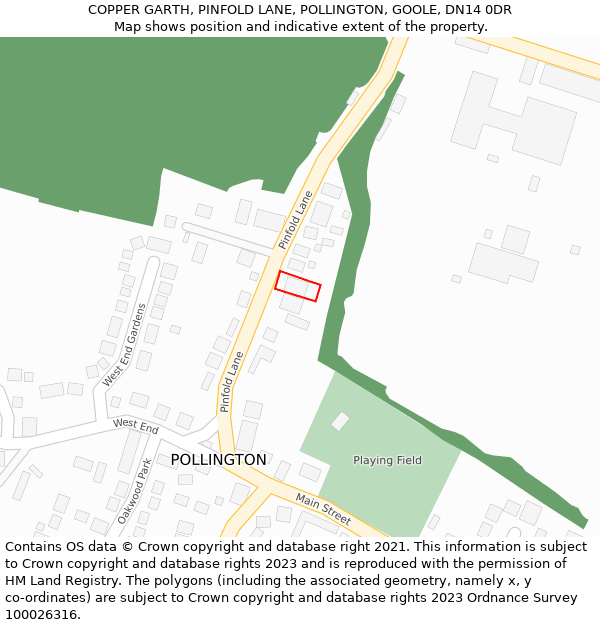 COPPER GARTH, PINFOLD LANE, POLLINGTON, GOOLE, DN14 0DR: Location map and indicative extent of plot