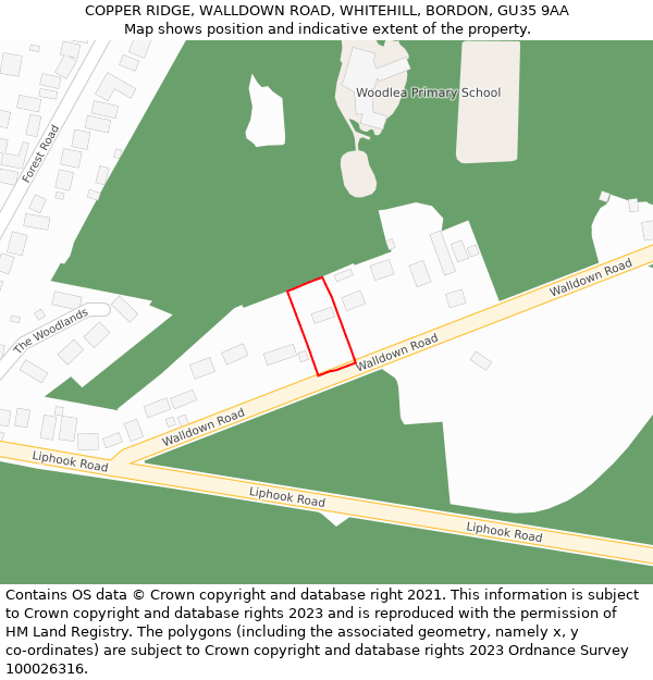 COPPER RIDGE, WALLDOWN ROAD, WHITEHILL, BORDON, GU35 9AA: Location map and indicative extent of plot