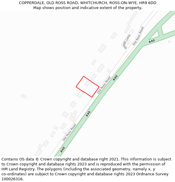 COPPERDALE, OLD ROSS ROAD, WHITCHURCH, ROSS-ON-WYE, HR9 6DD: Location map and indicative extent of plot