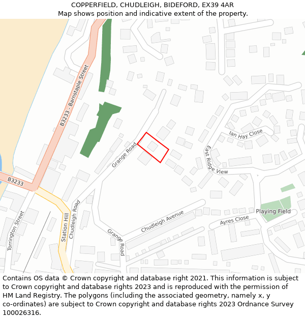 COPPERFIELD, CHUDLEIGH, BIDEFORD, EX39 4AR: Location map and indicative extent of plot