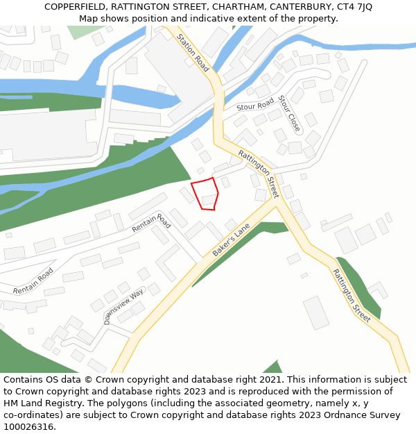 COPPERFIELD, RATTINGTON STREET, CHARTHAM, CANTERBURY, CT4 7JQ: Location map and indicative extent of plot