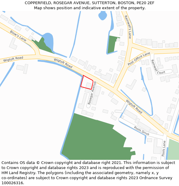 COPPERFIELD, ROSEGAR AVENUE, SUTTERTON, BOSTON, PE20 2EF: Location map and indicative extent of plot