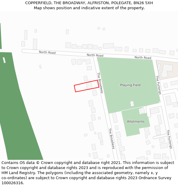 COPPERFIELD, THE BROADWAY, ALFRISTON, POLEGATE, BN26 5XH: Location map and indicative extent of plot