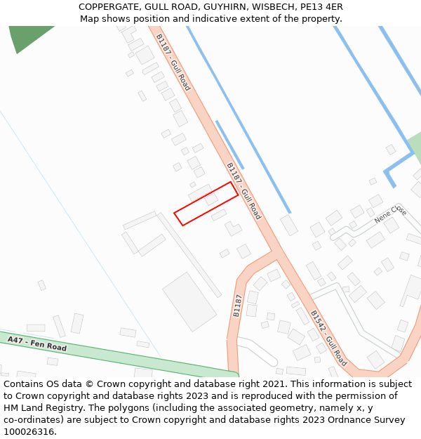 COPPERGATE, GULL ROAD, GUYHIRN, WISBECH, PE13 4ER: Location map and indicative extent of plot