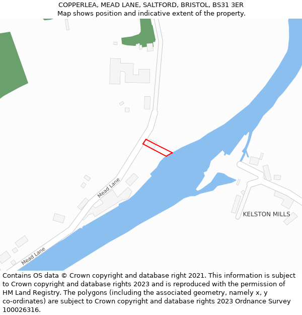 COPPERLEA, MEAD LANE, SALTFORD, BRISTOL, BS31 3ER: Location map and indicative extent of plot