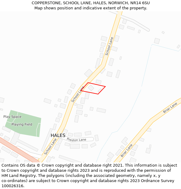 COPPERSTONE, SCHOOL LANE, HALES, NORWICH, NR14 6SU: Location map and indicative extent of plot