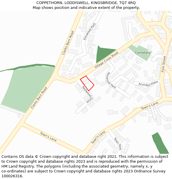 COPPETHORN, LODDISWELL, KINGSBRIDGE, TQ7 4RQ: Location map and indicative extent of plot