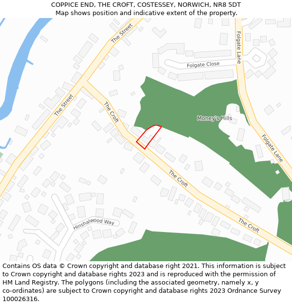 COPPICE END, THE CROFT, COSTESSEY, NORWICH, NR8 5DT: Location map and indicative extent of plot