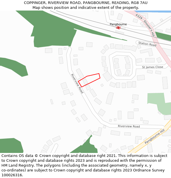 COPPINGER, RIVERVIEW ROAD, PANGBOURNE, READING, RG8 7AU: Location map and indicative extent of plot
