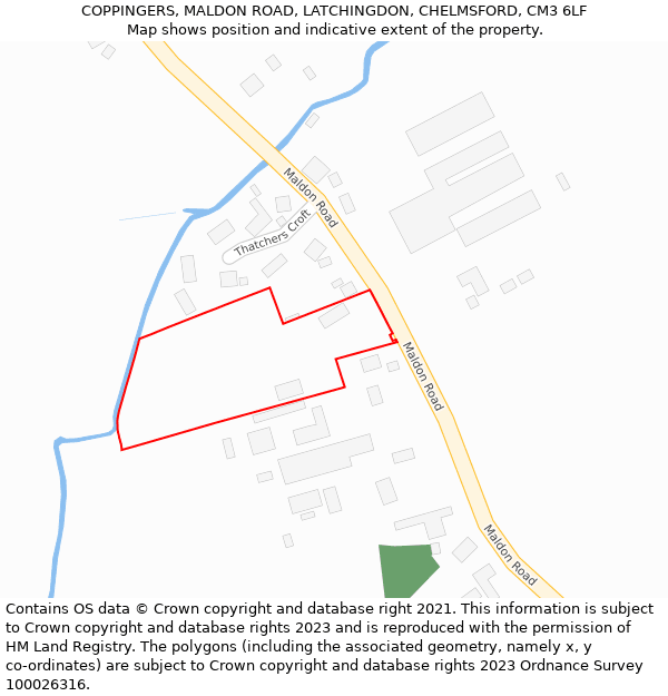 COPPINGERS, MALDON ROAD, LATCHINGDON, CHELMSFORD, CM3 6LF: Location map and indicative extent of plot