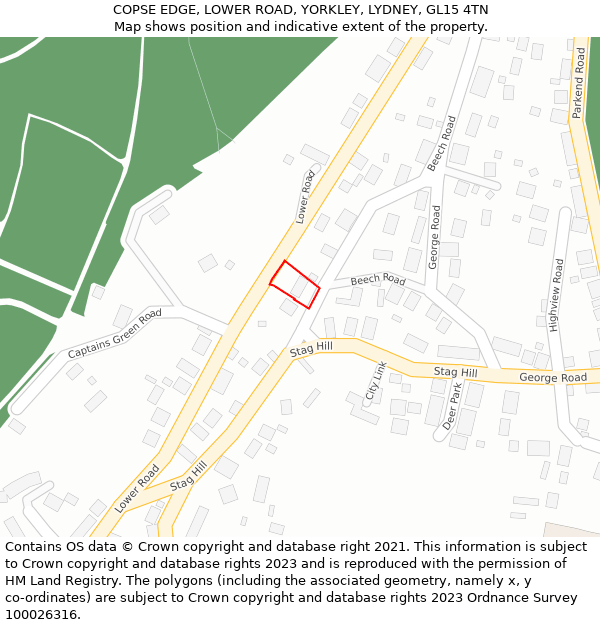 COPSE EDGE, LOWER ROAD, YORKLEY, LYDNEY, GL15 4TN: Location map and indicative extent of plot