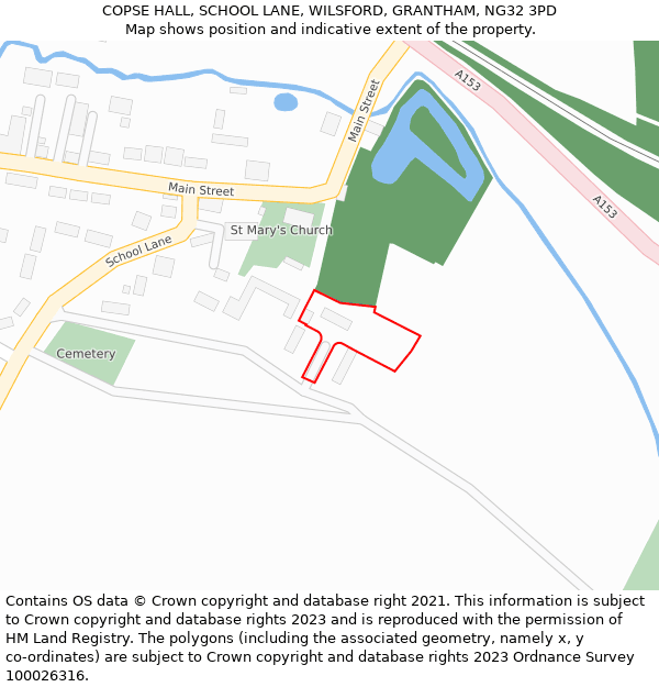 COPSE HALL, SCHOOL LANE, WILSFORD, GRANTHAM, NG32 3PD: Location map and indicative extent of plot