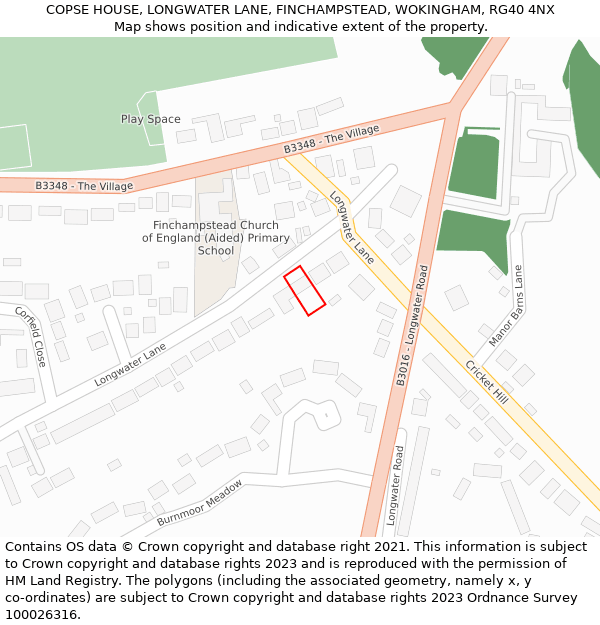 COPSE HOUSE, LONGWATER LANE, FINCHAMPSTEAD, WOKINGHAM, RG40 4NX: Location map and indicative extent of plot
