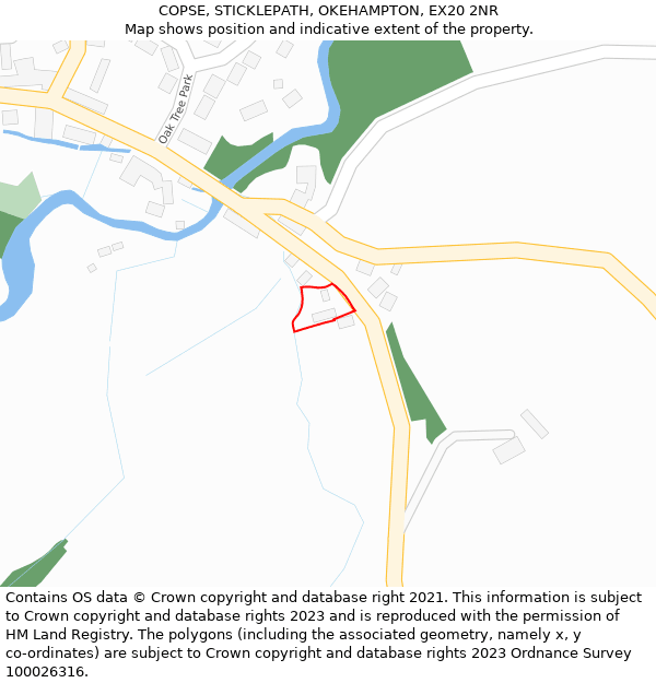 COPSE, STICKLEPATH, OKEHAMPTON, EX20 2NR: Location map and indicative extent of plot