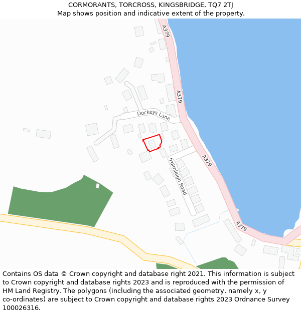 CORMORANTS, TORCROSS, KINGSBRIDGE, TQ7 2TJ: Location map and indicative extent of plot