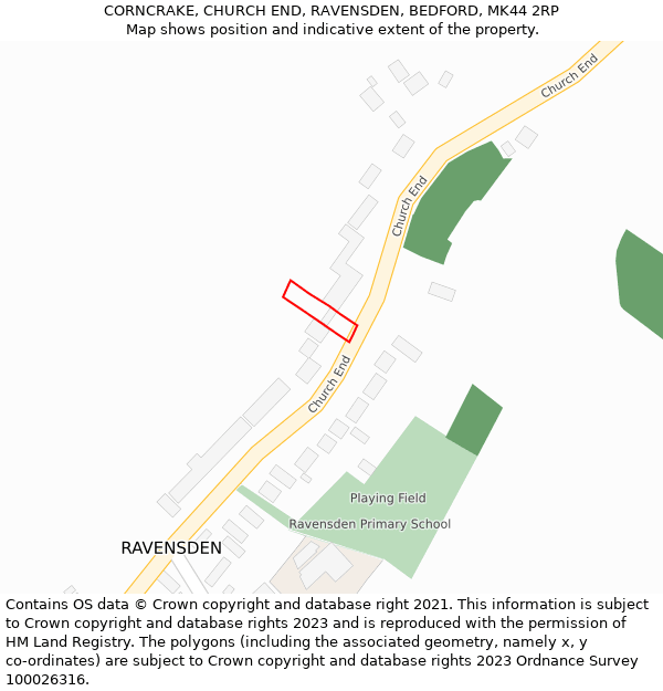 CORNCRAKE, CHURCH END, RAVENSDEN, BEDFORD, MK44 2RP: Location map and indicative extent of plot