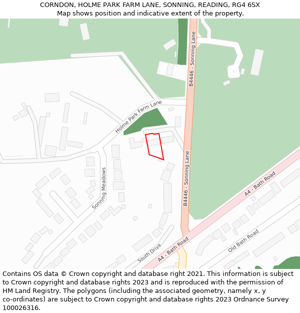 CORNDON, HOLME PARK FARM LANE, SONNING, READING, RG4 6SX: Location map and indicative extent of plot