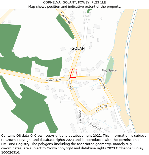 CORNELVA, GOLANT, FOWEY, PL23 1LE: Location map and indicative extent of plot