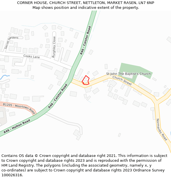 CORNER HOUSE, CHURCH STREET, NETTLETON, MARKET RASEN, LN7 6NP: Location map and indicative extent of plot