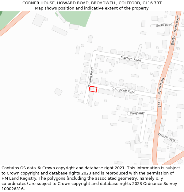 CORNER HOUSE, HOWARD ROAD, BROADWELL, COLEFORD, GL16 7BT: Location map and indicative extent of plot