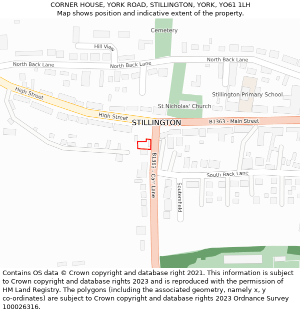 CORNER HOUSE, YORK ROAD, STILLINGTON, YORK, YO61 1LH: Location map and indicative extent of plot