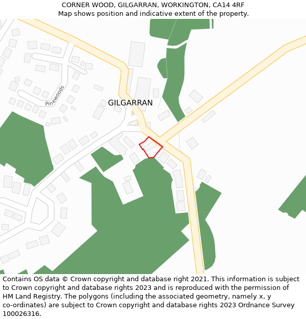 CORNER WOOD, GILGARRAN, WORKINGTON, CA14 4RF: Location map and indicative extent of plot