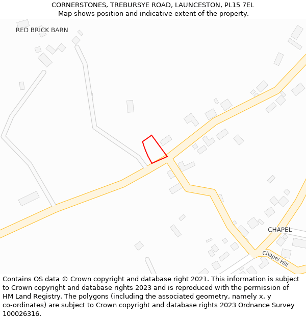 CORNERSTONES, TREBURSYE ROAD, LAUNCESTON, PL15 7EL: Location map and indicative extent of plot