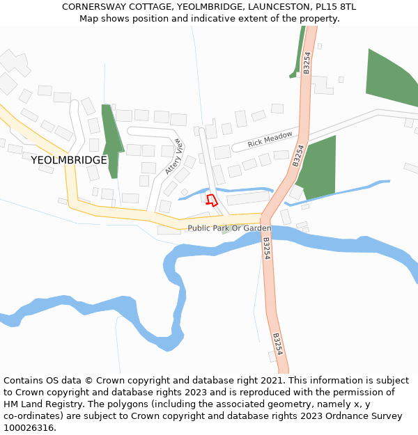 CORNERSWAY COTTAGE, YEOLMBRIDGE, LAUNCESTON, PL15 8TL: Location map and indicative extent of plot