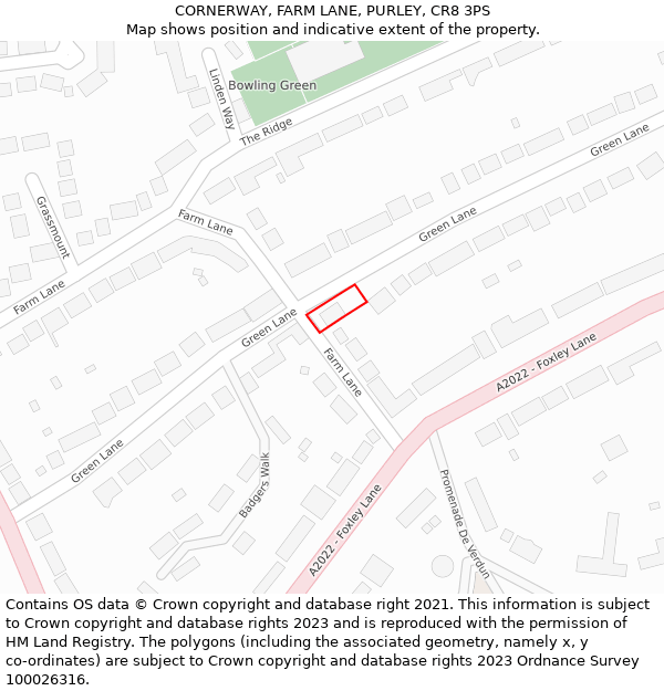 CORNERWAY, FARM LANE, PURLEY, CR8 3PS: Location map and indicative extent of plot